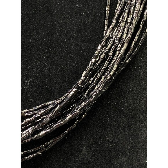 Black Glass Bead Multistrand Necklace - Free Shipping - Picture 2 of 3